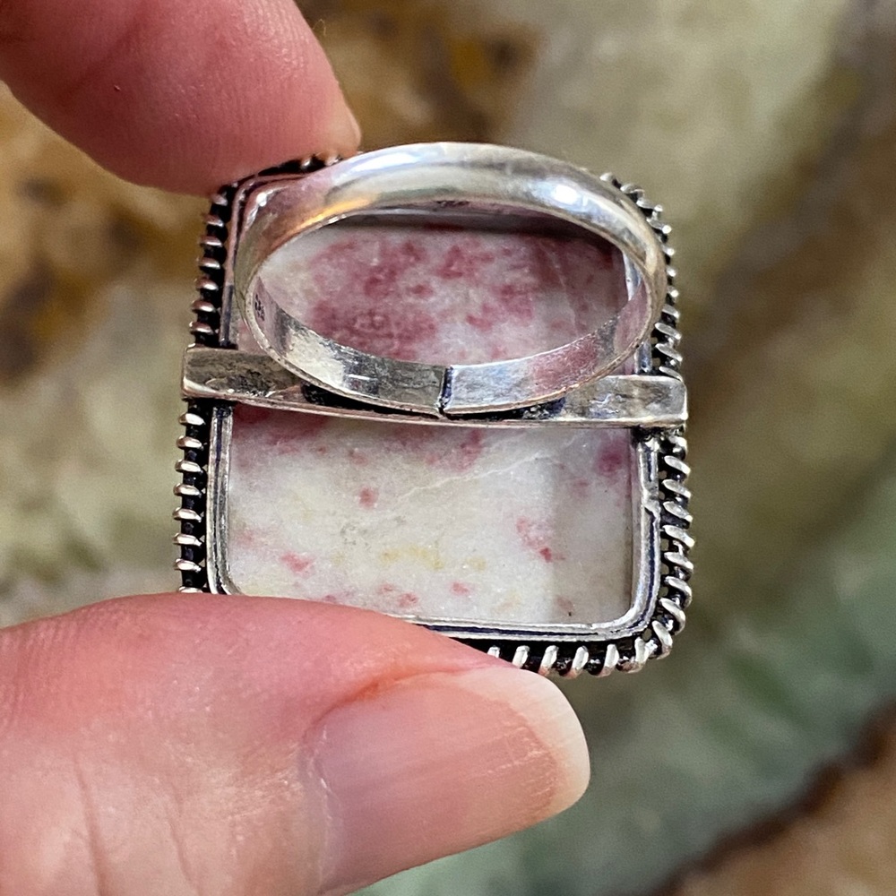 Gemstone Statement Ring, Natural Cinnabar, .925 S… - image 5